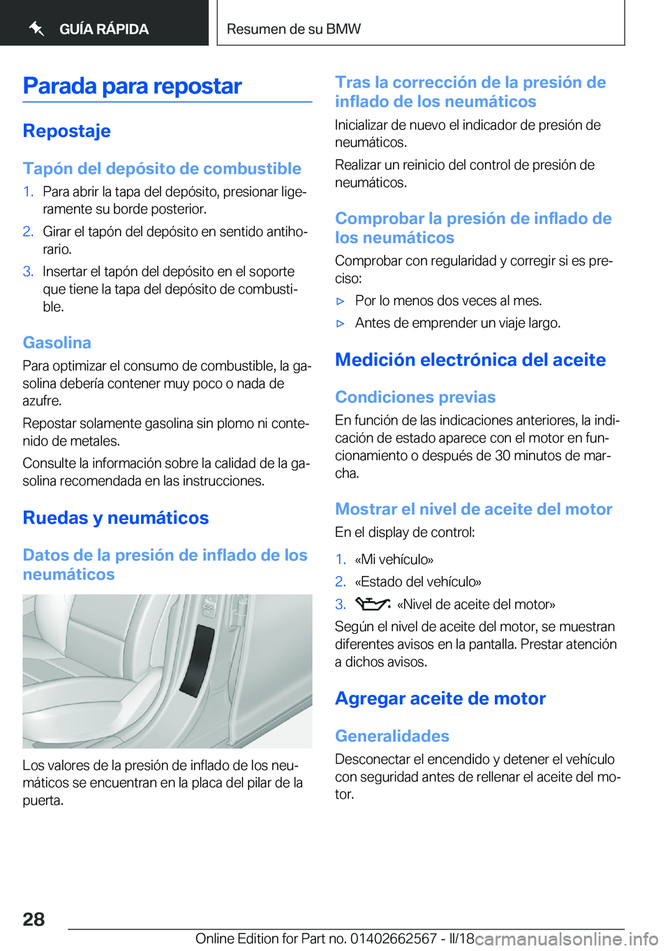 BMW M2 2018  Manuales de Empleo (in Spanish) �P�a�r�a�d�a��p�a�r�a��r�e�p�o�s�t�a�r
�R�e�p�o�s�t�a�j�e�T�a�p�