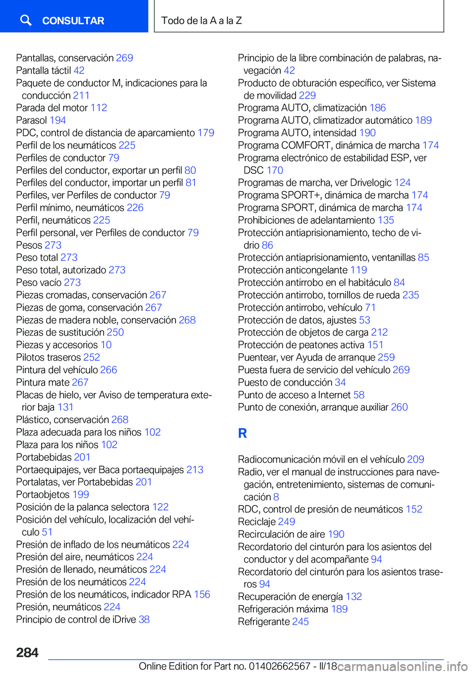 BMW M2 2018  Manuales de Empleo (in Spanish) �P�a�n�t�a�l�l�a�s�,� �c�o�n�s�e�r�v�a�c�i�