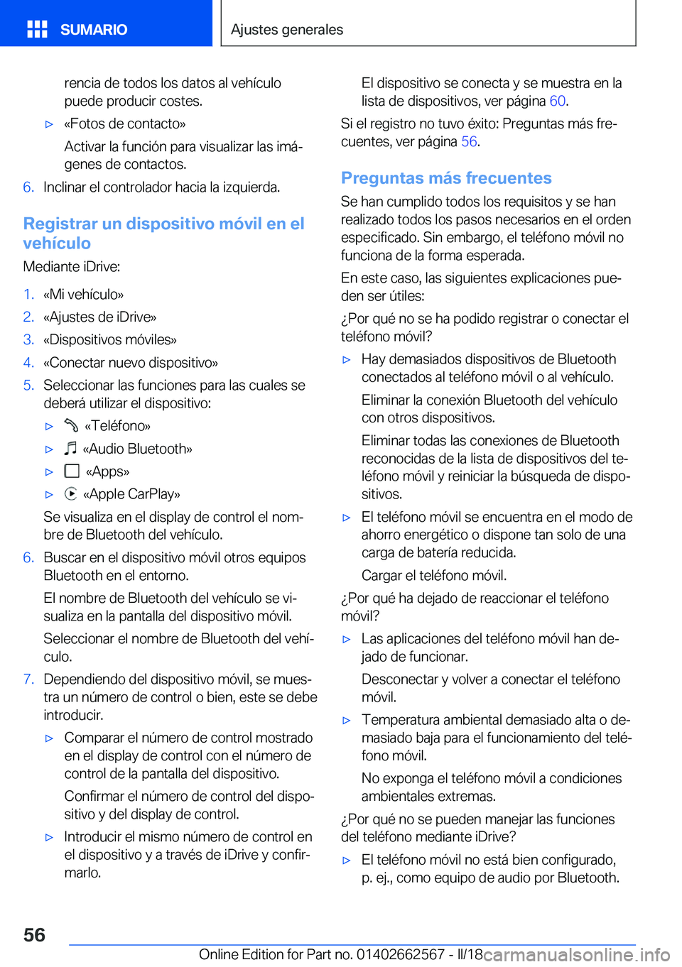 BMW M2 2018  Manuales de Empleo (in Spanish) �r�e�n�c�i�a� �d�e� �t�o�d�o�s� �l�o�s� �d�a�t�o�s� �a�l� �v�e�h�