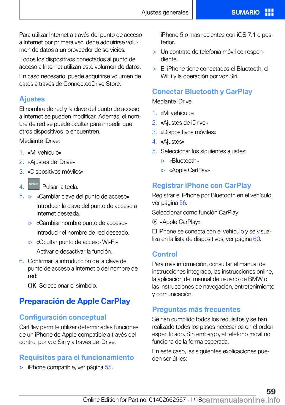 BMW M2 2018  Manuales de Empleo (in Spanish) �P�a�r�a� �u�t�i�l�i�z�a�r� �I�n�t�e�r�n�e�t� �a� �t�r�a�v�