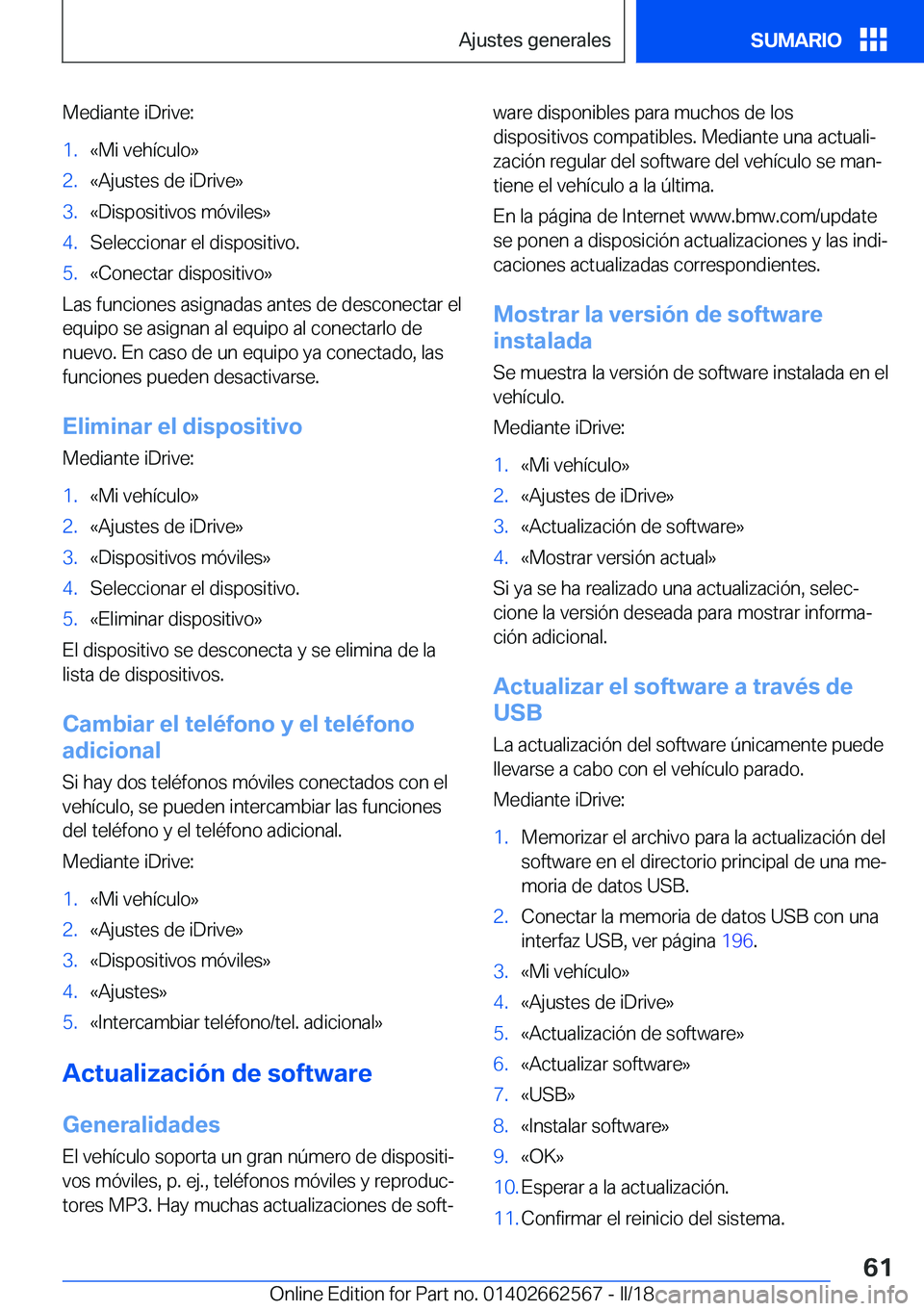 BMW M2 2018  Manuales de Empleo (in Spanish) �M�e�d�i�a�n�t�e� �i�D�r�i�v�e�:�1�.�«�M�i� �v�e�h�