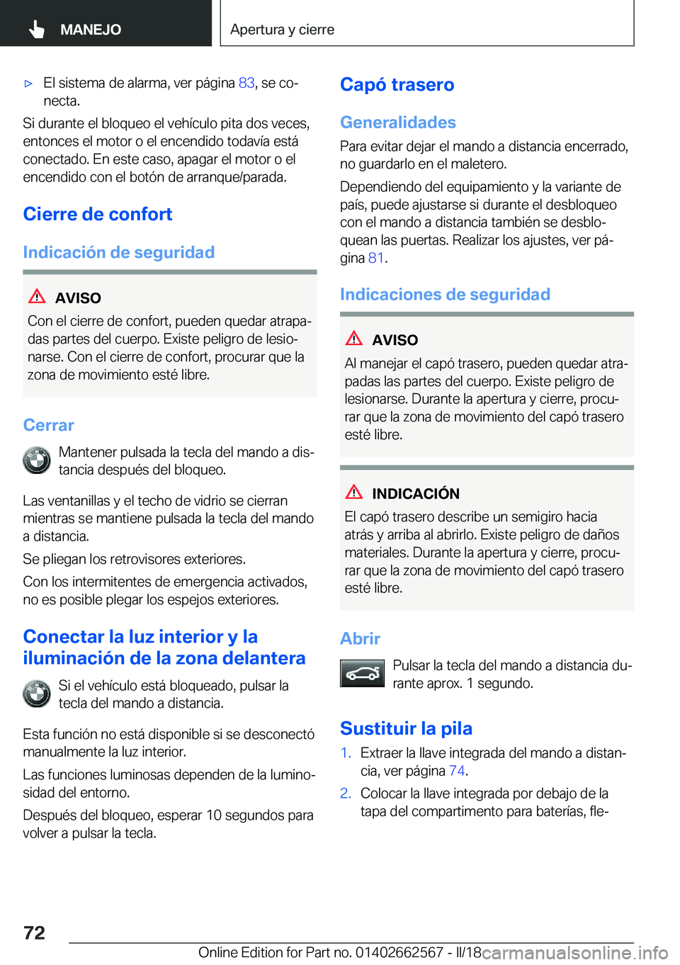 BMW M2 2018  Manuales de Empleo (in Spanish) x�E�l� �s�i�s�t�e�m�a� �d�e� �a�l�a�r�m�a�,� �v�e�r� �p�