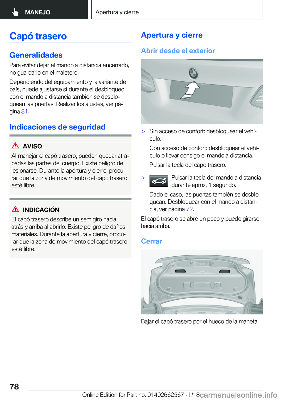 BMW M2 2018  Manuales de Empleo (in Spanish) �C�a�p�