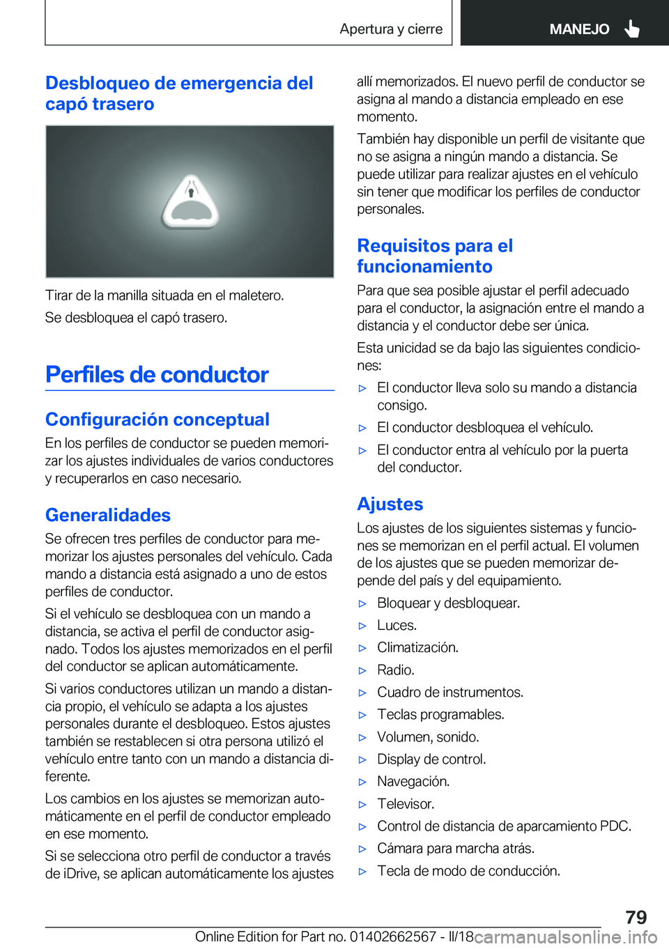 BMW M2 2018  Manuales de Empleo (in Spanish) �D�e�s�b�l�o�q�u�e�o��d�e��e�m�e�r�g�e�n�c�i�a��d�e�l
�c�a�p�