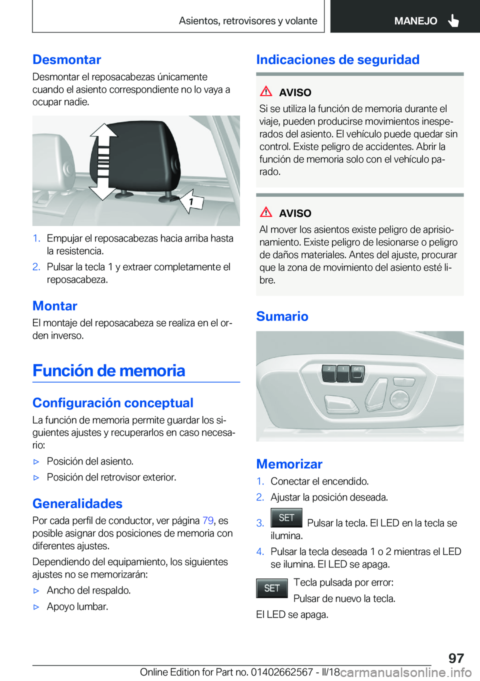 BMW M2 2018  Manuales de Empleo (in Spanish) �D�e�s�m�o�n�t�a�r
�D�e�s�m�o�n�t�a�r� �e�l� �r�e�p�o�s�a�c�a�b�e�z�a�s� �