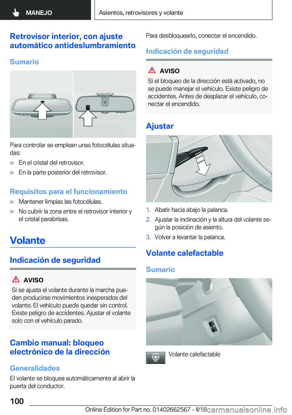 BMW M2 2018  Manuales de Empleo (in Spanish) �R�e�t�r�o�v�i�s�o�r��i�n�t�e�r�i�o�r�,��c�o�n��a�j�u�s�t�e
�a�u�t�o�m�