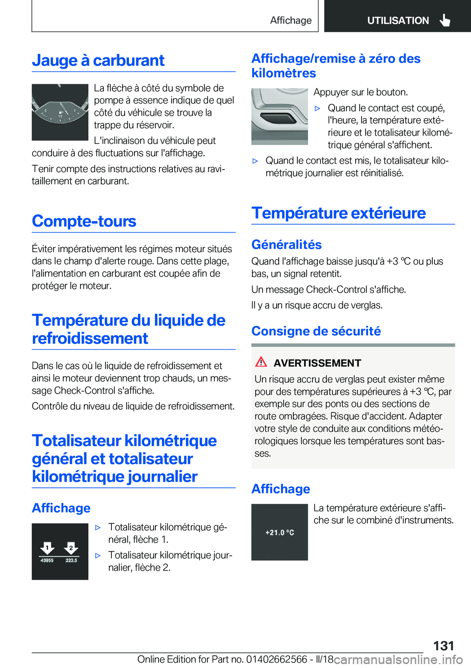 BMW M2 2018  Notices Demploi (in French) �J�a�u�g�e��