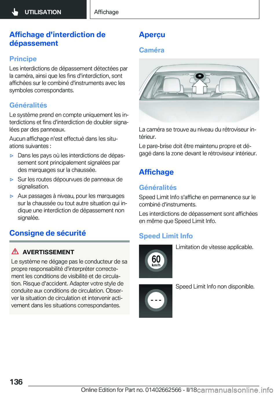 BMW M2 2018  Notices Demploi (in French) �A�f�f�i�c�h�a�g�e��d�'�i�n�t�e�r�d�i�c�t�i�o�n��d�e
�d�é�p�a�s�s�e�m�e�n�t
�P�r�i�n�c�i�p�e�L�e�s� �i�n�t�e�r�d�i�c�t�i�o�n�s� �d�e� �d�é�p�a�s�s�e�m�e�n�t� �d�é�t�e�c�t�é�e�s� �p�a�r�l�a� 