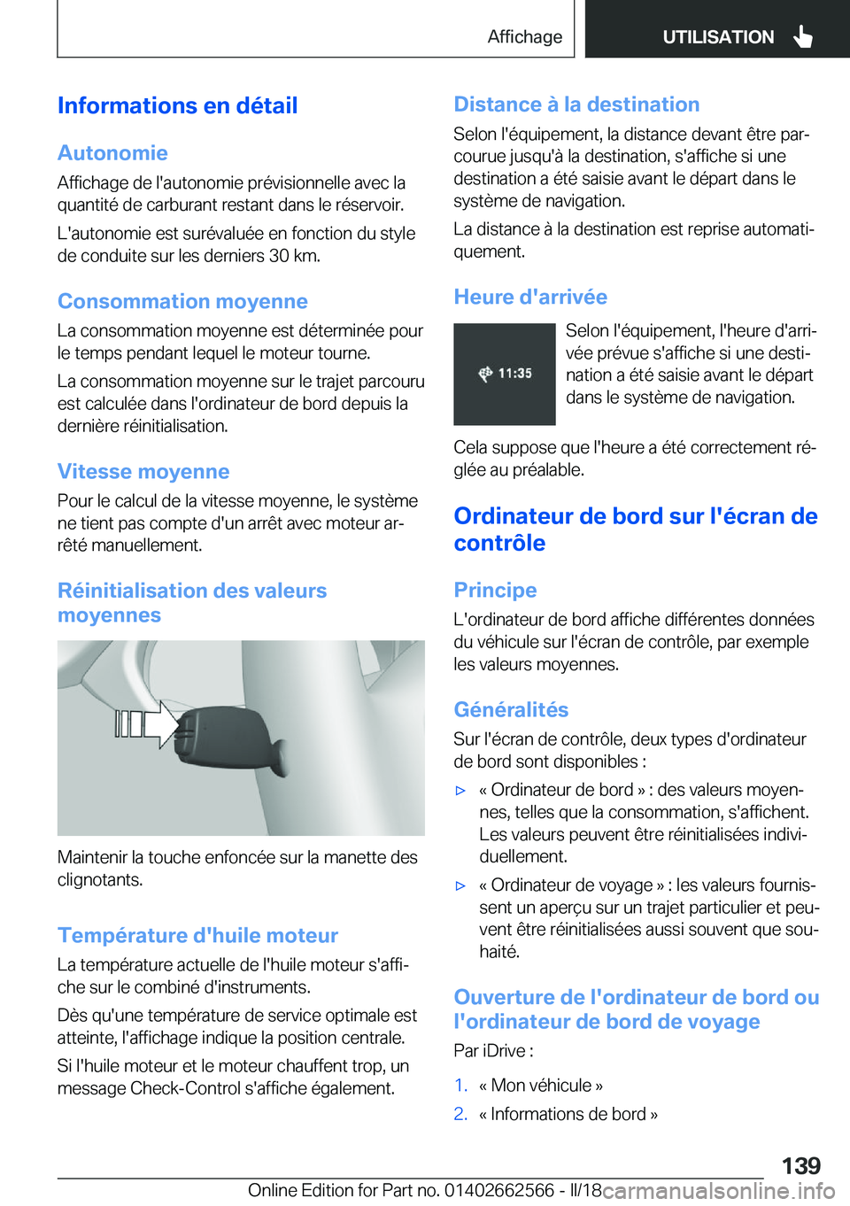 BMW M2 2018  Notices Demploi (in French) �I�n�f�o�r�m�a�t�i�o�n�s��e�n��d�é�t�a�i�l
�A�u�t�o�n�o�m�i�e �A�f�f�i�c�h�a�g�e� �d�e� �l�'�a�u�t�o�n�o�m�i�e� �p�r�é�v�i�s�i�o�n�n�e�l�l�e� �a�v�e�c� �l�a�q�u�a�n�t�i�t�é� �d�e� �c�a�r�b�u�