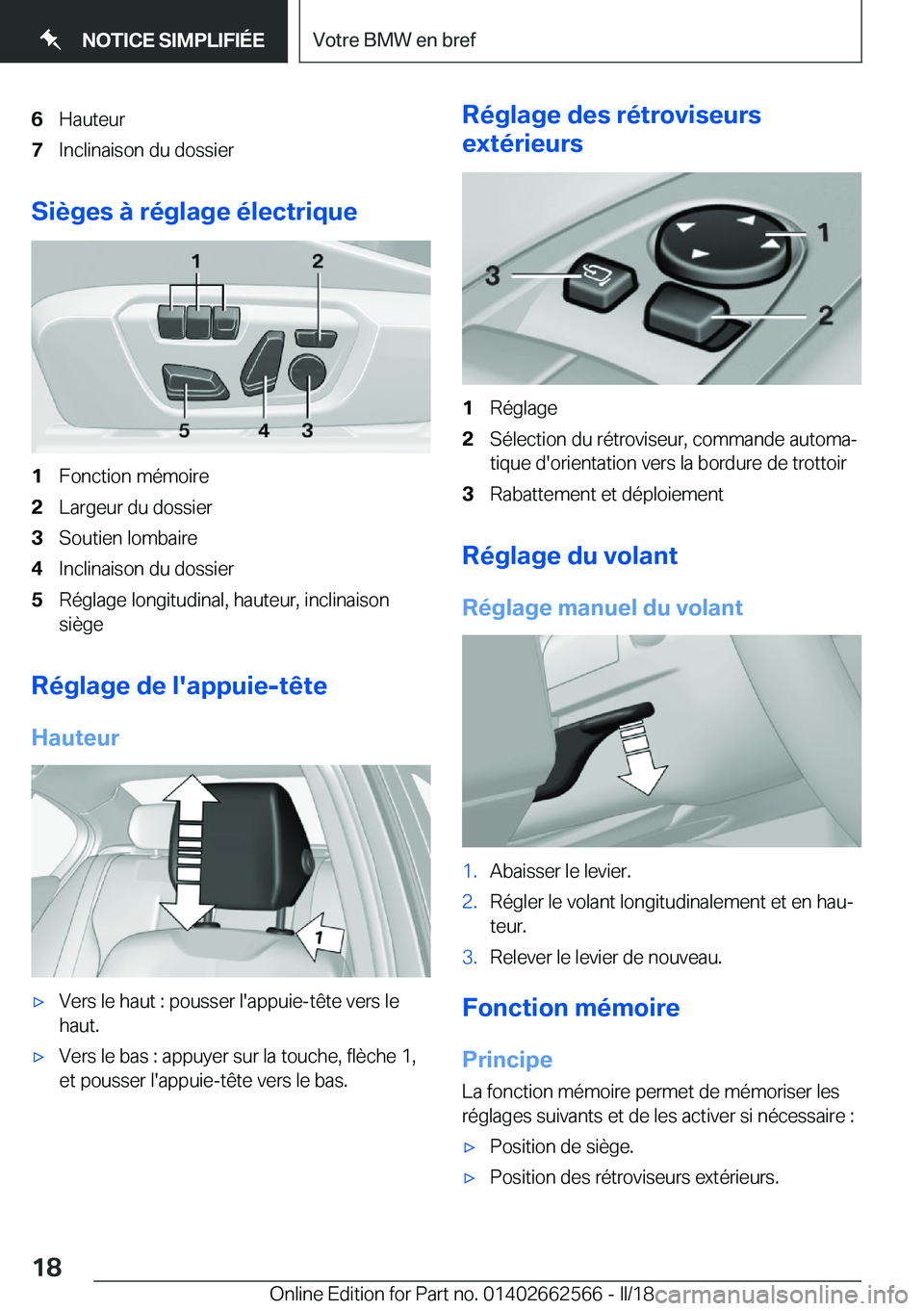 BMW M2 2018  Notices Demploi (in French) �6�H�a�u�t�e�u�r�7�I�n�c�l�i�n�a�i�s�o�n� �d�u� �d�o�s�s�i�e�r
�S�i�è�g�e�s��