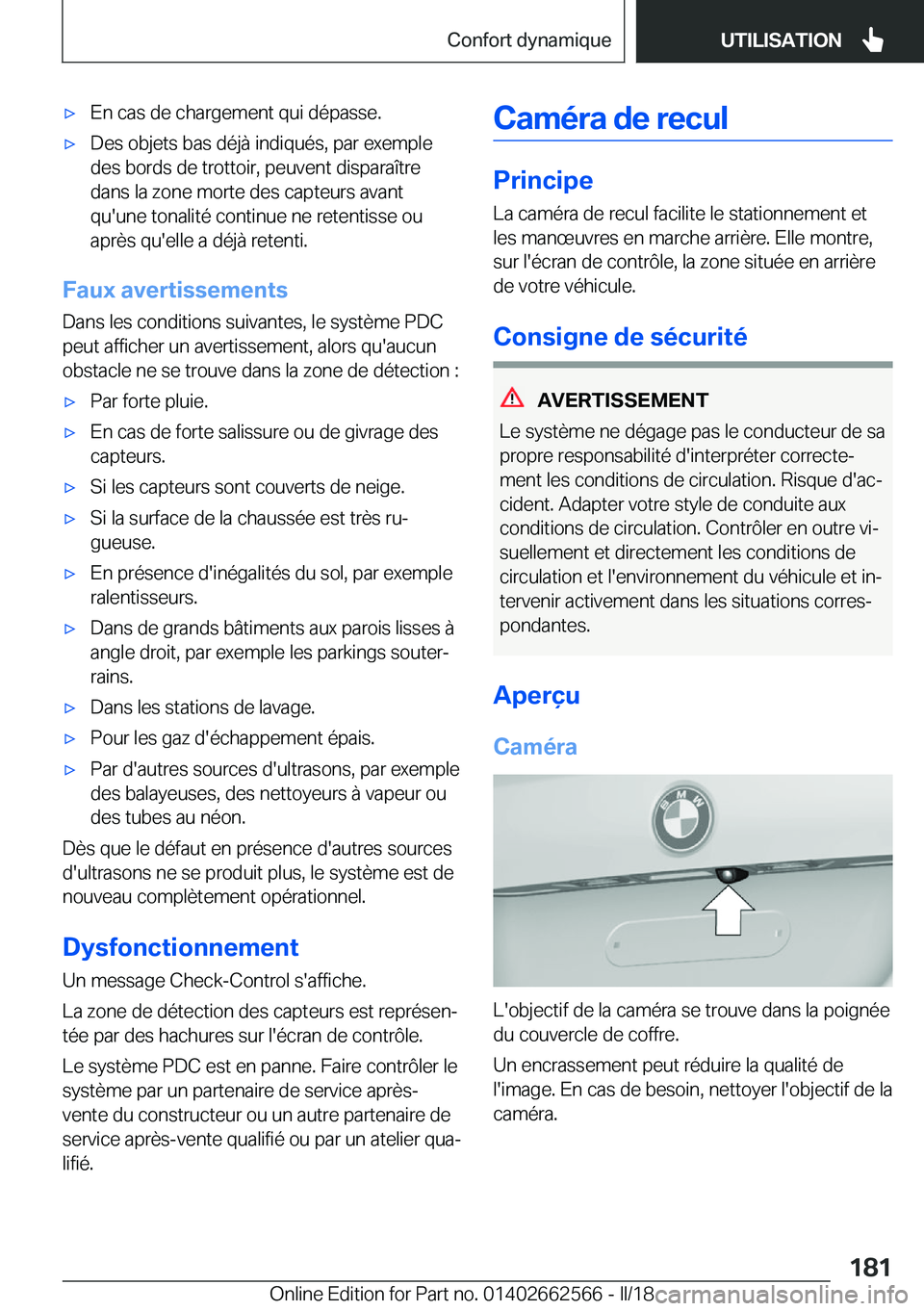 BMW M2 2018  Notices Demploi (in French) 'x�E�n� �c�a�s� �d�e� �c�h�a�r�g�e�m�e�n�t� �q�u�i� �d�é�p�a�s�s�e�.'x�D�e�s� �o�b�j�e�t�s� �b�a�s� �d�é�j�