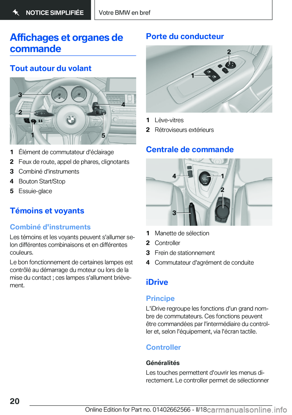 BMW M2 2018  Notices Demploi (in French) �A�f�f�i�c�h�a�g�e�s��e�t��o�r�g�a�n�e�s��d�e�c�o�m�m�a�n�d�e
�T�o�u�t��a�u�t�o�u�r��d�u��v�o�l�a�n�t
�1�