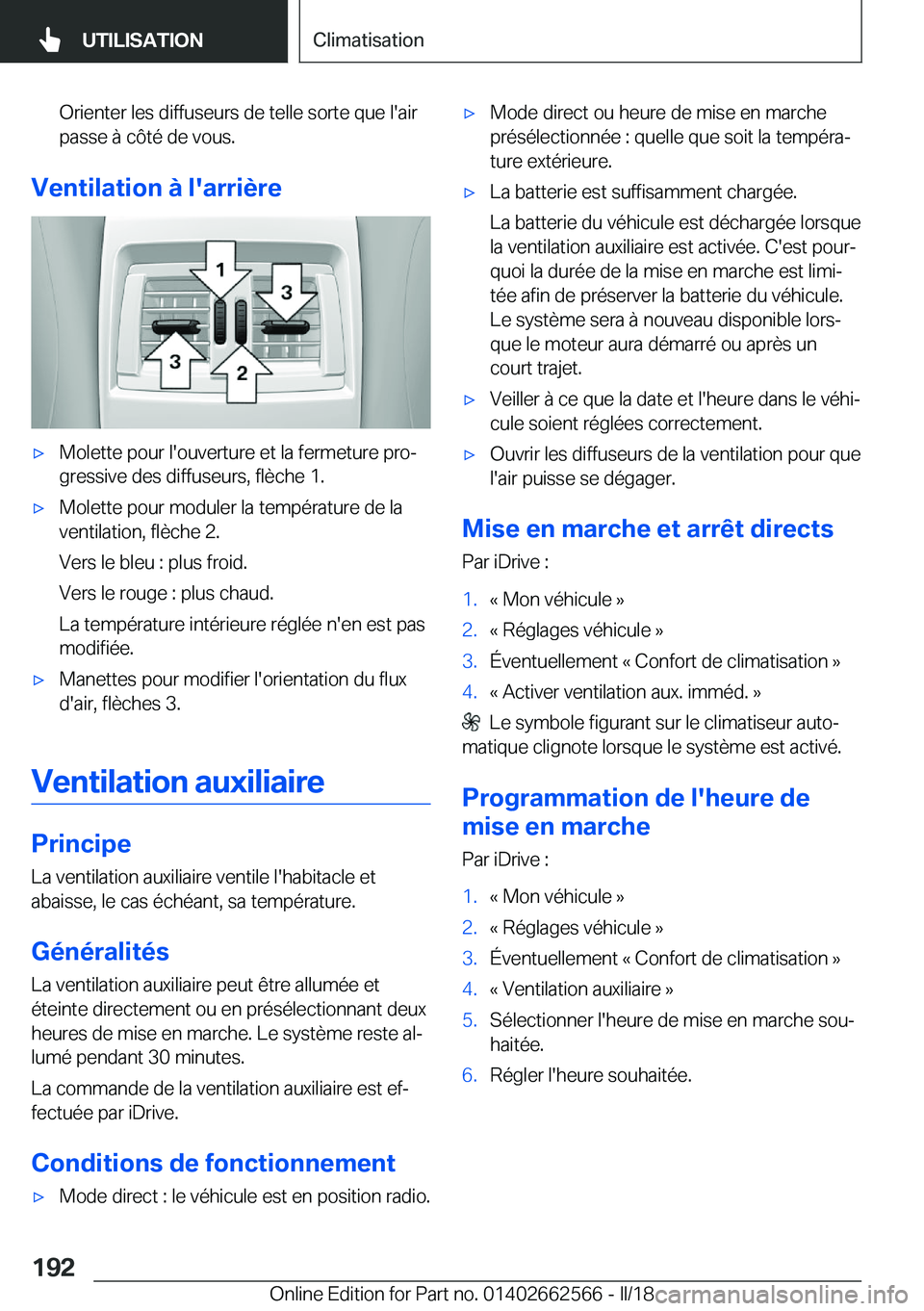 BMW M2 2018  Notices Demploi (in French) �O�r�i�e�n�t�e�r� �l�e�s� �d�i�f�f�u�s�e�u�r�s� �d�e� �t�e�l�l�e� �s�o�r�t�e� �q�u�e� �l�'�a�i�r
�p�a�s�s�e� �