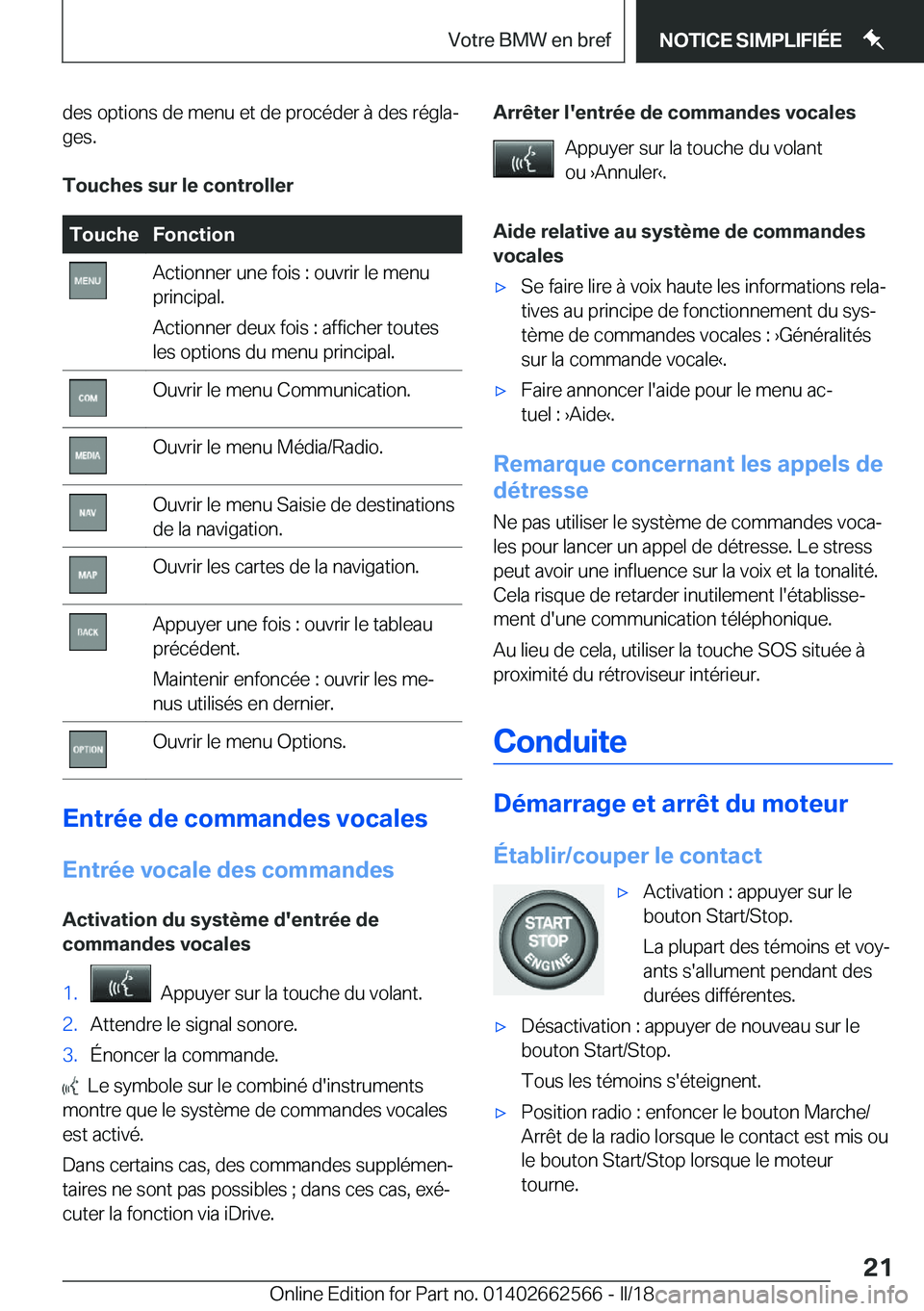 BMW M2 2018  Notices Demploi (in French) �d�e�s� �o�p�t�i�o�n�s� �d�e� �m�e�n�u� �e�t� �d�e� �p�r�o�c�é�d�e�r� �