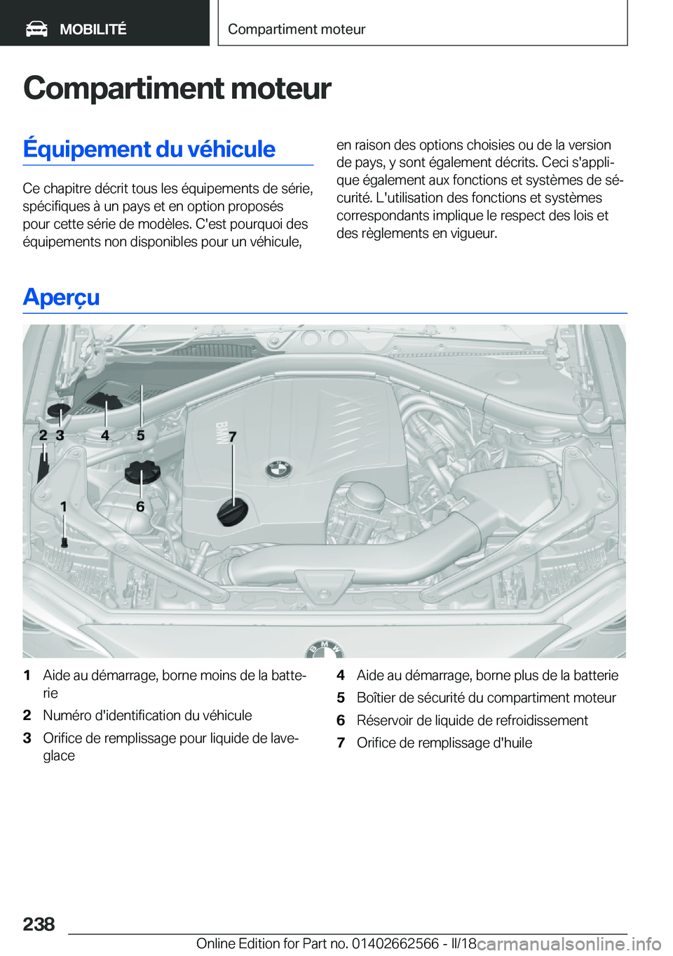 BMW M2 2018  Notices Demploi (in French) �C�o�m�p�a�r�t�i�m�e�n�t��m�o�t�e�u�r�É�q�u�i�p�e�m�e�n�t��d�u��v�é�h�i�c�u�l�e
�C�e� �c�h�a�p�i�t�r�e� �d�é�c�r�i�t� �t�o�u�s� �l�e�s� �é�q�u�i�p�e�m�e�n�t�s� �d�e� �s�é�r�i�e�,�s�p�é�c�i�f�