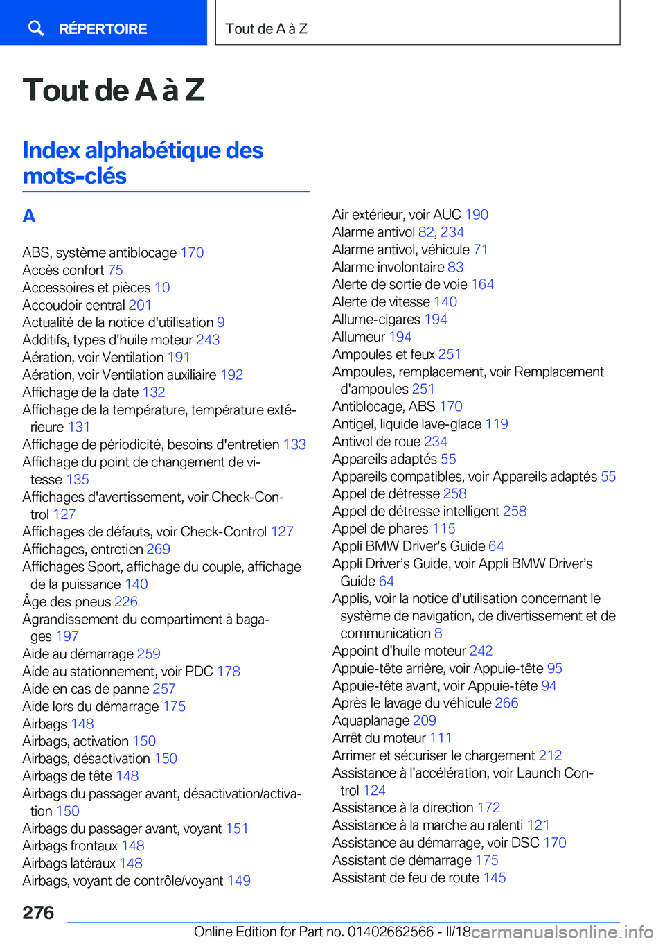 BMW M2 2018  Notices Demploi (in French) �T�o�u�t��d�e��A��