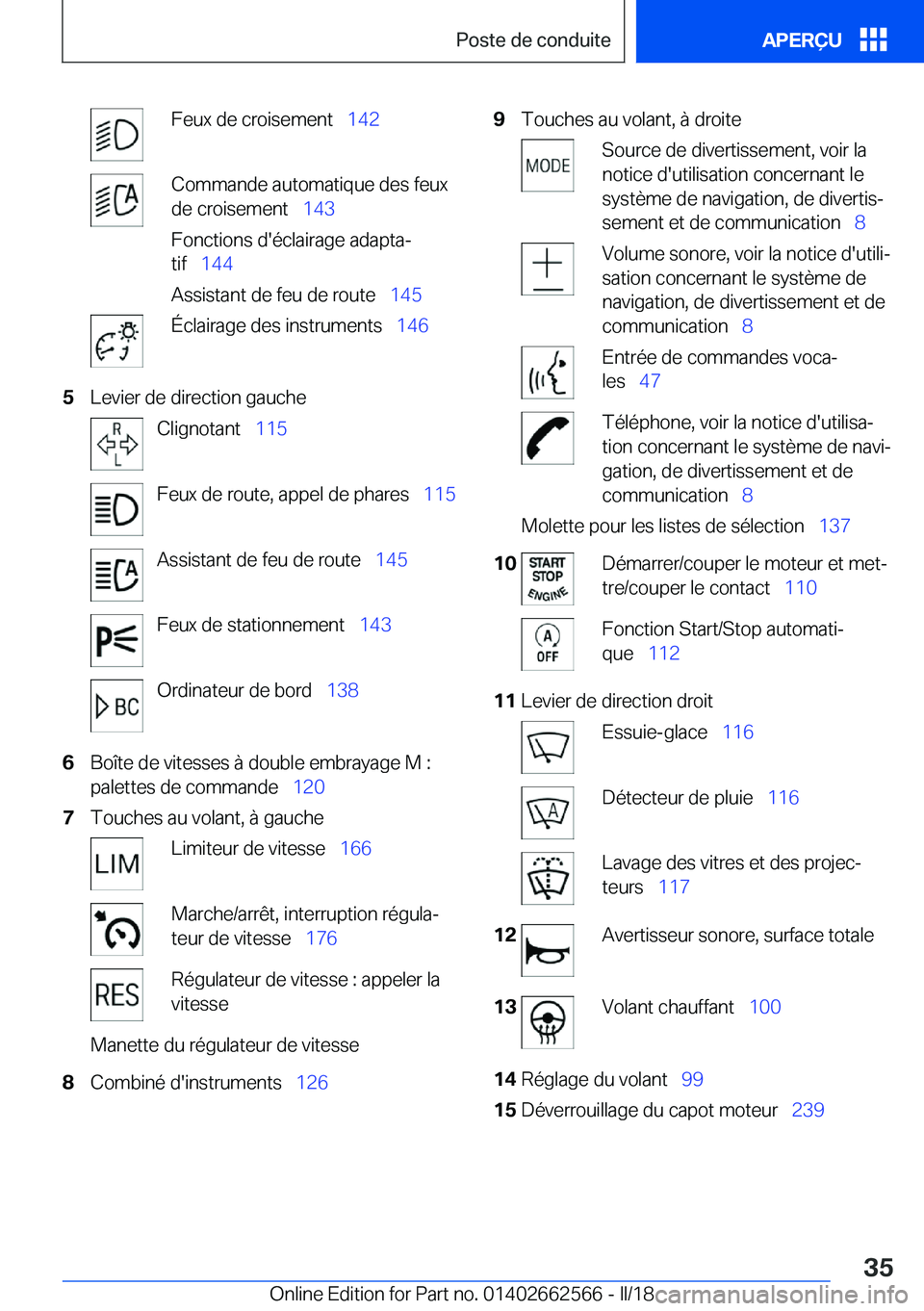BMW M2 2018  Notices Demploi (in French) �F�e�u�x� �d�e� �c�r�o�i�s�e�m�e�n�t\_�1�4�2�C�o�m�m�a�n�d�e� �a�u�t�o�m�a�t�i�q�u�e� �d�e�s� �f�e�u�x
�d�e� �c�r�o�i�s�e�m�e�n�t\_ �1�4�3
�F�o�n�c�t�i�o�n�s� �d�'�é�c�l�a�i�r�a�g�e� �a�d�a�p