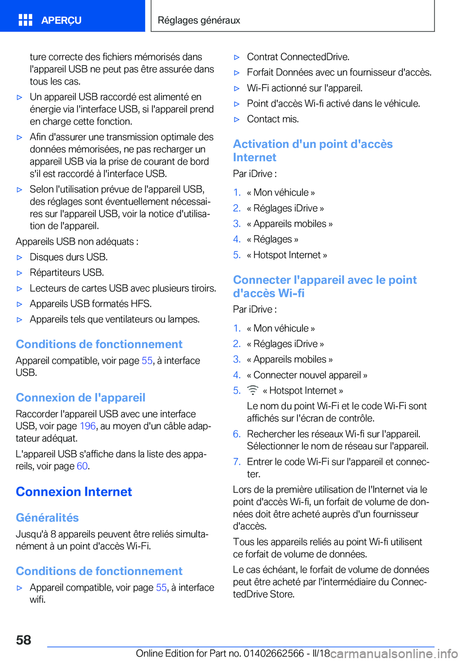 BMW M2 2018  Notices Demploi (in French) �t�u�r�e� �c�o�r�r�e�c�t�e� �d�e�s� �f�i�c�h�i�e�r�s� �m�é�m�o�r�i�s�é�s� �d�a�n�s
�l�'�a�p�p�a�r�e�i�l� �U�S�B� �n�e� �p�e�u�t� �p�a�s� �ê�t�r�e� �a�s�s�u�r�é�e� �d�a�n�s �t�o�u�s� �l�e�s� �c