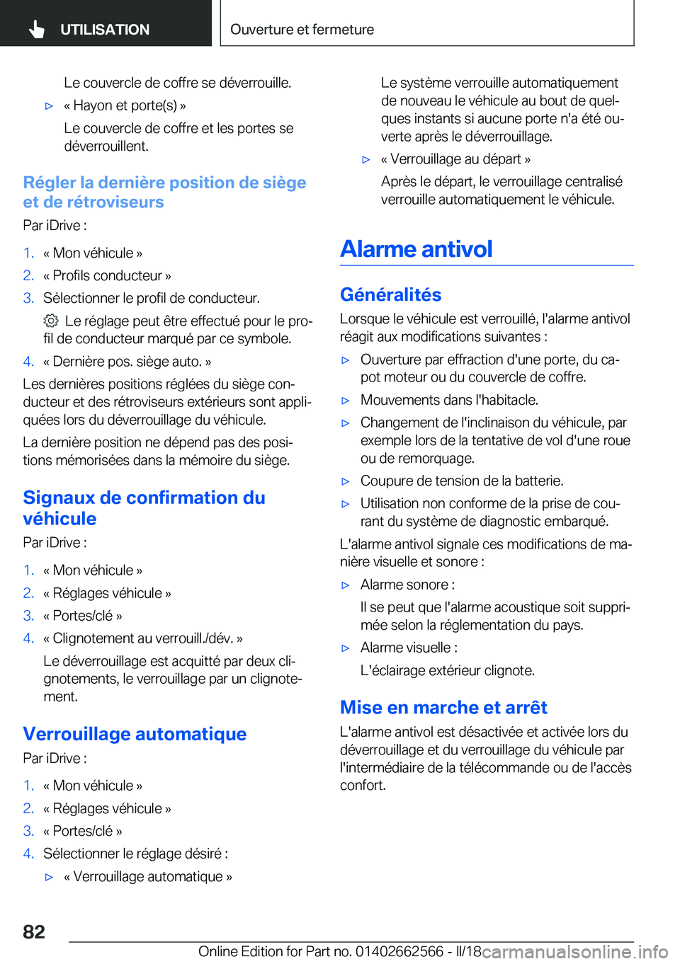 BMW M2 2018  Notices Demploi (in French) �L�e� �c�o�u�v�e�r�c�l�e� �d�e� �c�o�f�f�r�e� �s�e� �d�é�v�e�r�r�o�u�i�l�l�e�.'x�k� �H�a�y�o�n� �e�t� �p�o�r�t�e�(�s�)� �{
�L�e� �c�o�u�v�e�r�c�l�e� �d�e� �c�o�f�f�r�e� �e�t� �l�e�s� �p�o�r�t�e�s