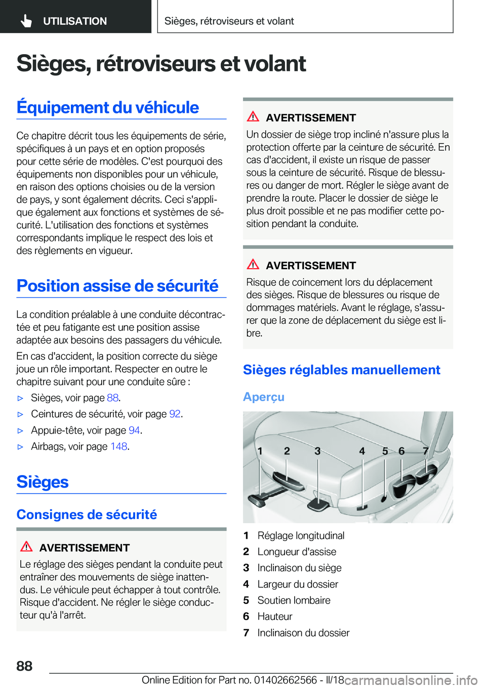 BMW M2 2018  Notices Demploi (in French) �S�i�è�g�e�s�,��r�é�t�r�o�v�i�s�e�u�r�s��e�t��v�o�l�a�n�t�É�q�u�i�p�e�m�e�n�t��d�u��v�é�h�i�c�u�l�e
�C�e� �c�h�a�p�i�t�r�e� �d�é�c�r�i�t� �t�o�u�s� �l�e�s� �é�q�u�i�p�e�m�e�n�t�s� �d�e� �s�
