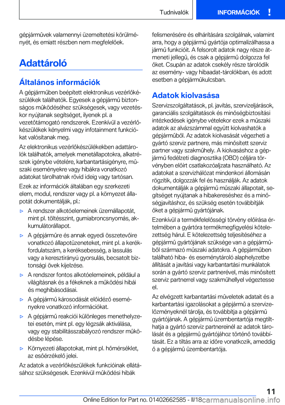 BMW M2 2018  Kezelési útmutató (in Hungarian) �g�