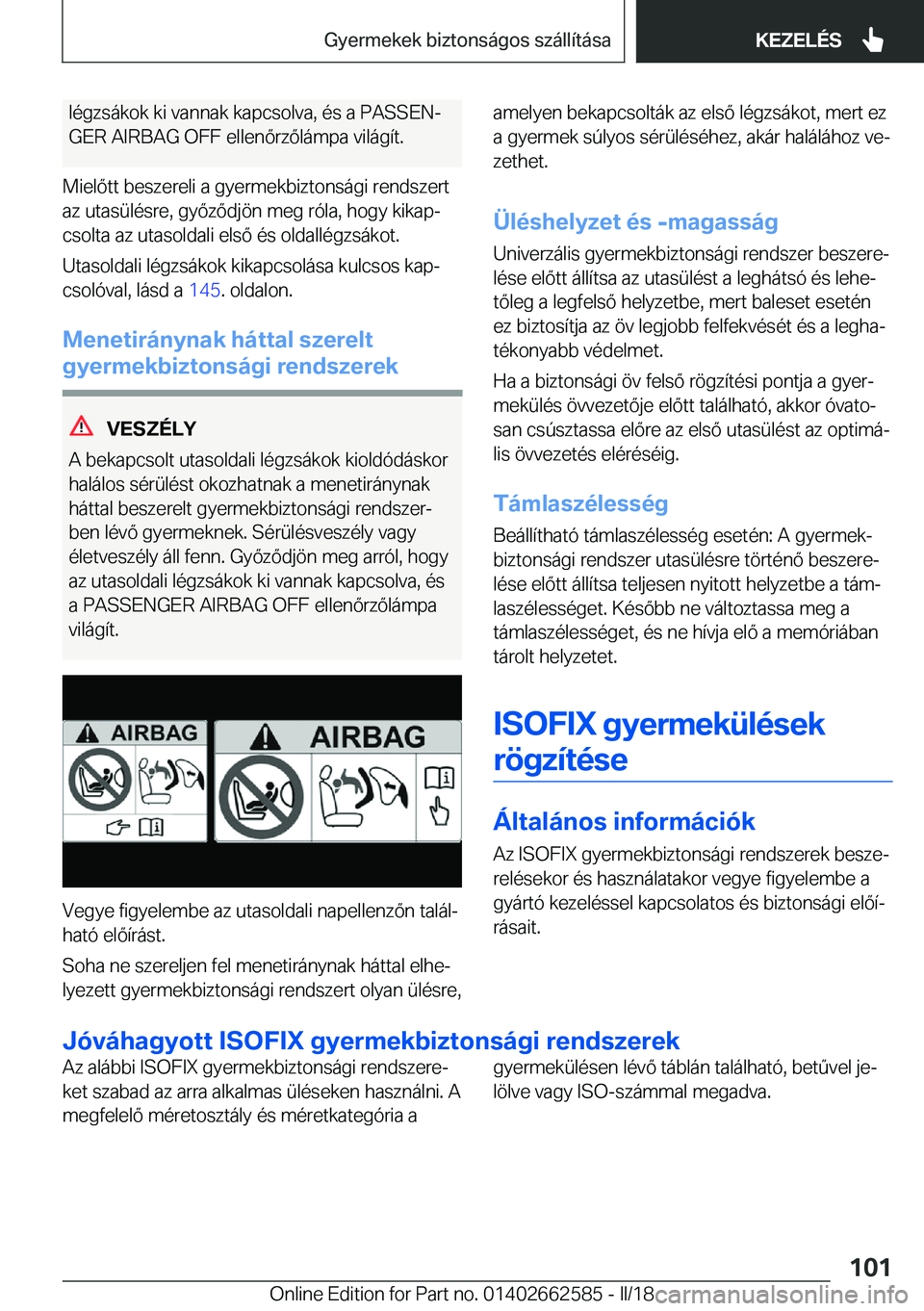 BMW M2 2018  Kezelési útmutató (in Hungarian) �l�