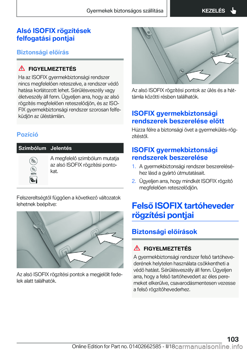 BMW M2 2018  Kezelési útmutató (in Hungarian) �A�l�s�