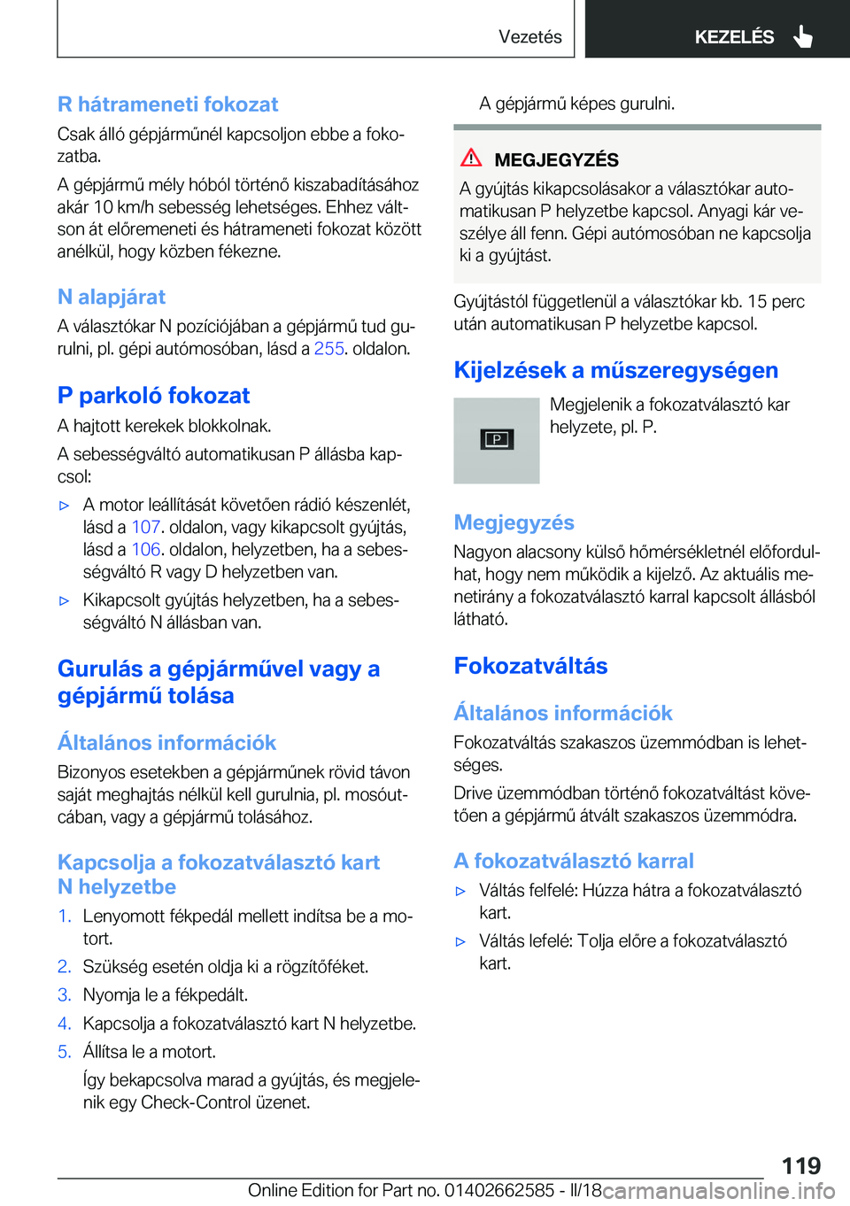 BMW M2 2018  Kezelési útmutató (in Hungarian) �R��h�