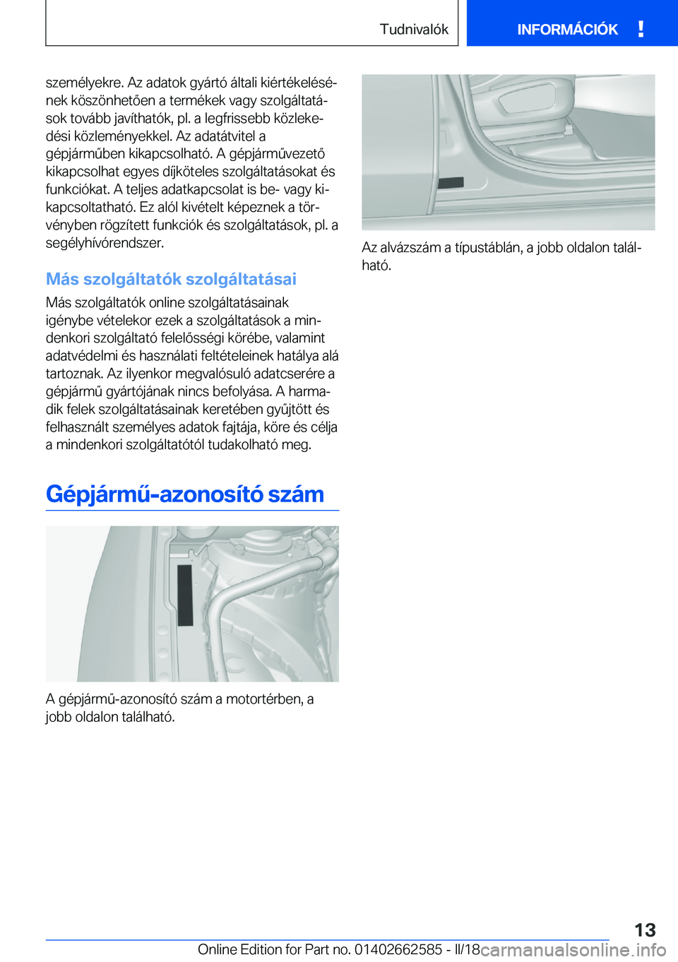 BMW M2 2018  Kezelési útmutató (in Hungarian) �s�z�e�m�