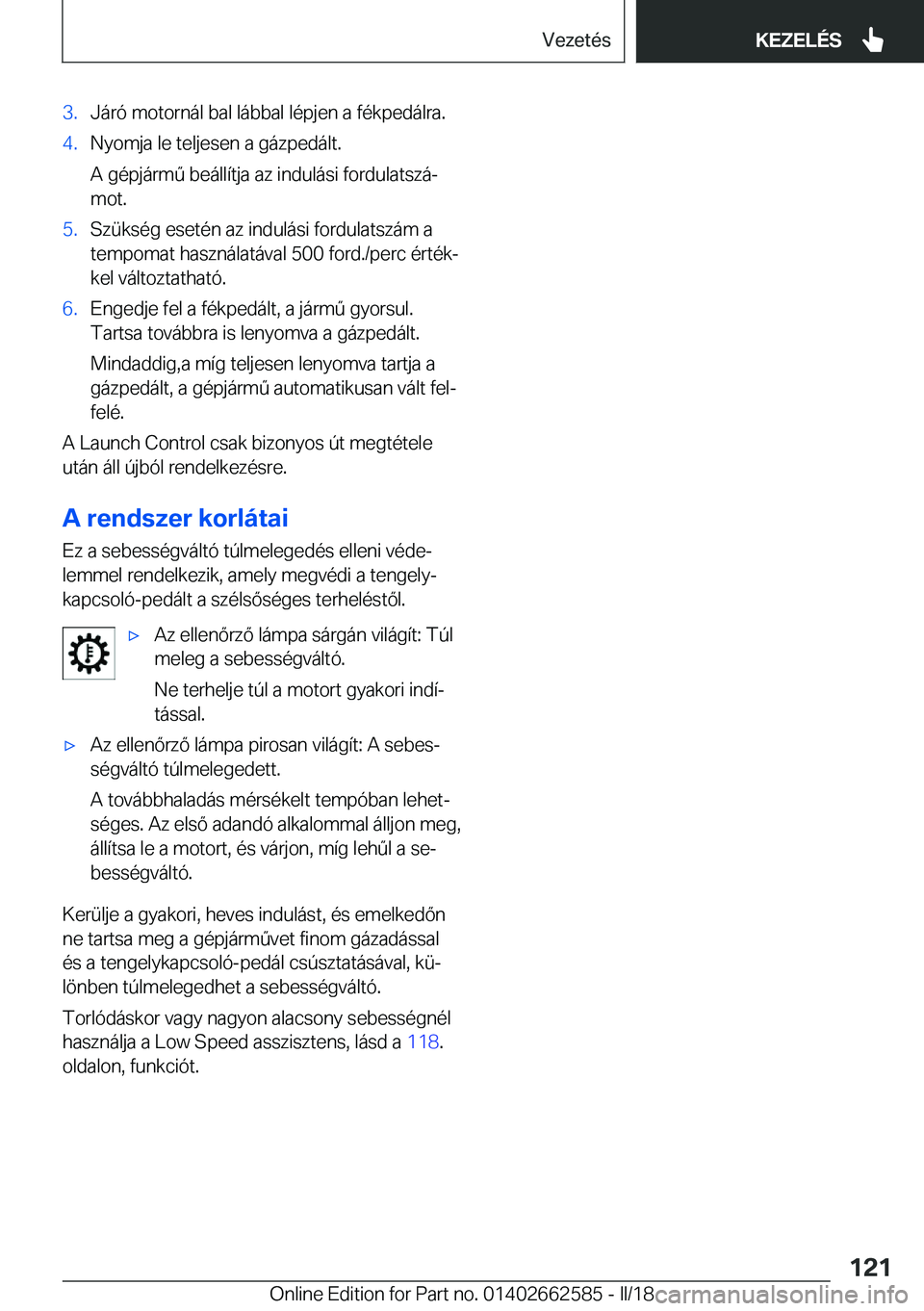 BMW M2 2018  Kezelési útmutató (in Hungarian) �3�.�J�