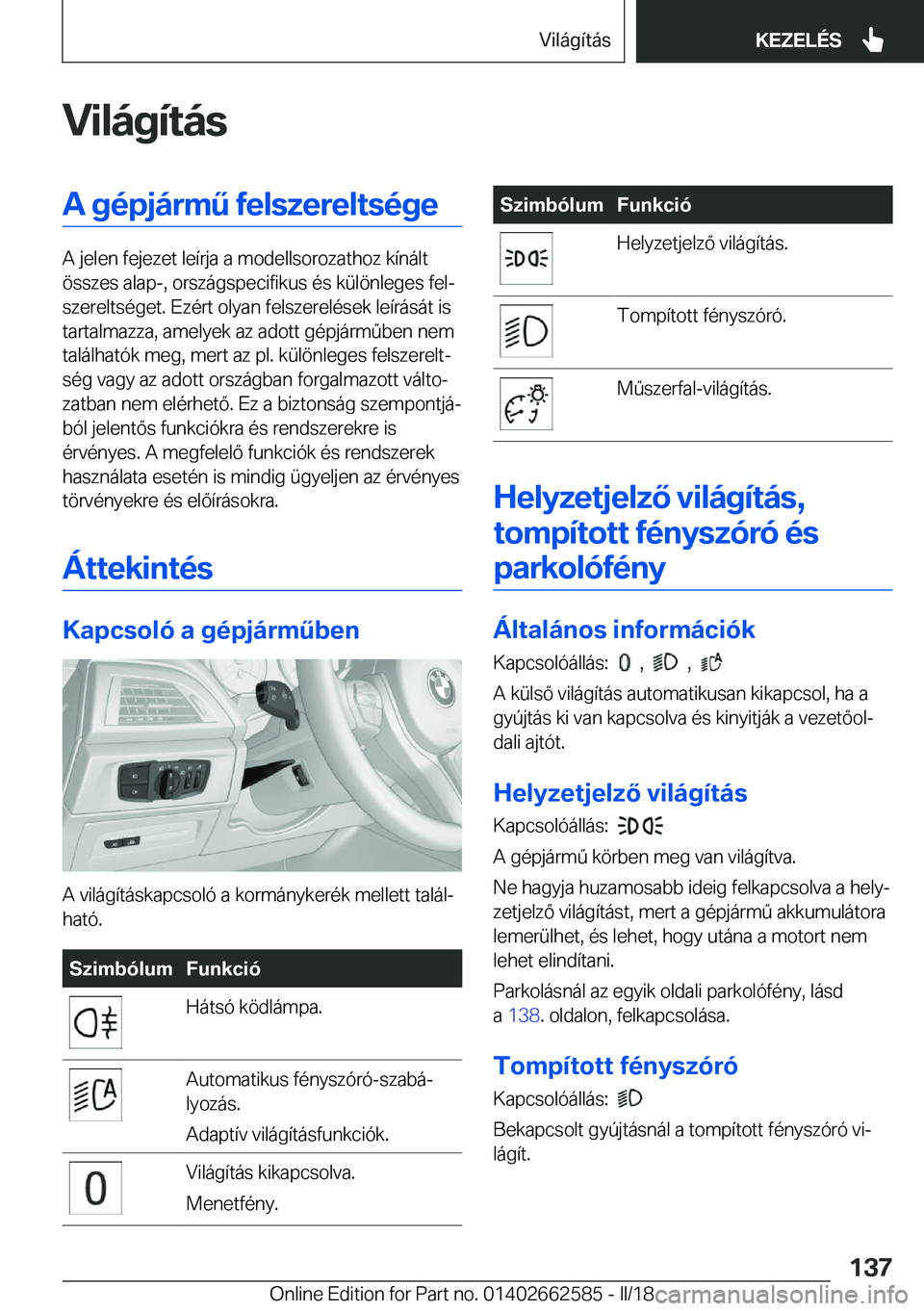 BMW M2 2018  Kezelési útmutató (in Hungarian) �V�i�l�