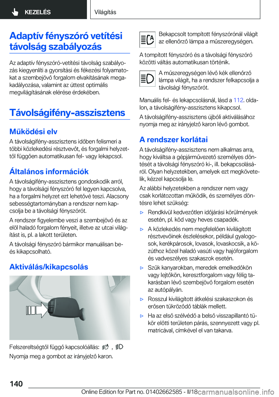 BMW M2 2018  Kezelési útmutató (in Hungarian) �A�d�a�p�t�