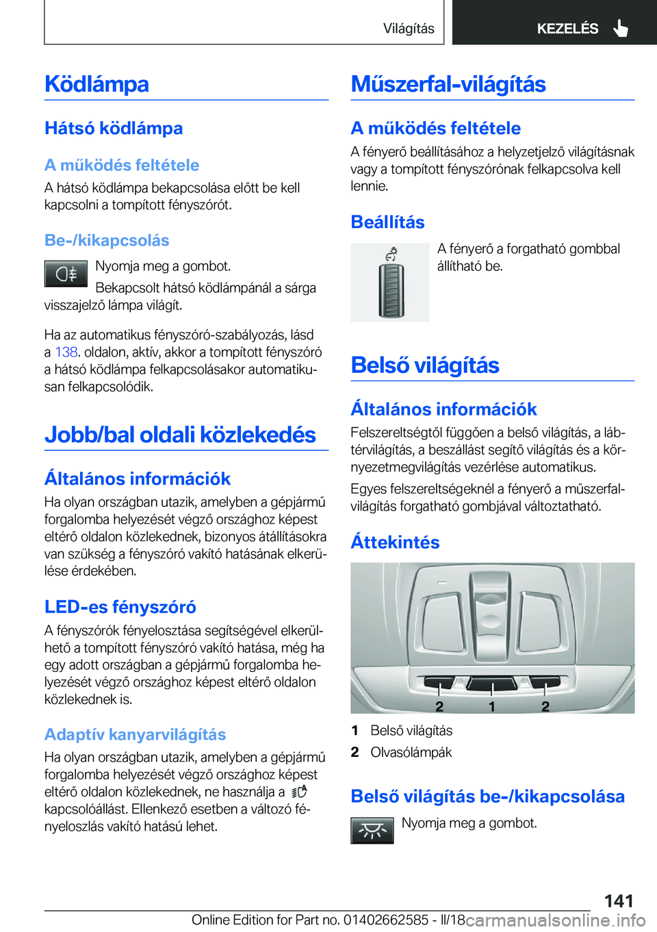 BMW M2 2018  Kezelési útmutató (in Hungarian) �K�