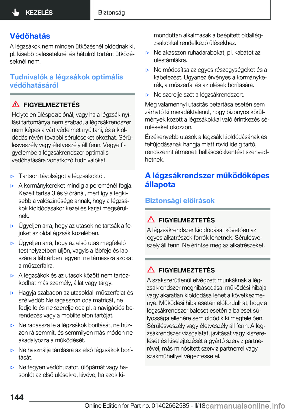 BMW M2 2018  Kezelési útmutató (in Hungarian) �V�