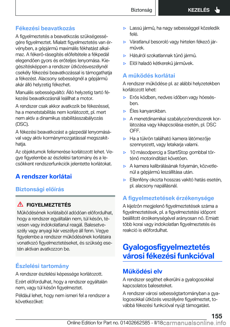 BMW M2 2018  Kezelési útmutató (in Hungarian) �F�