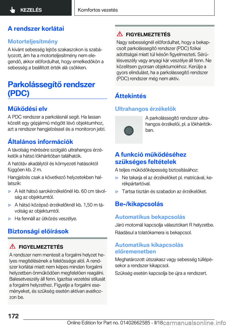 BMW M2 2018  Kezelési útmutató (in Hungarian) �A��r�e�n�d�s�z�e�r��k�o�r�l�