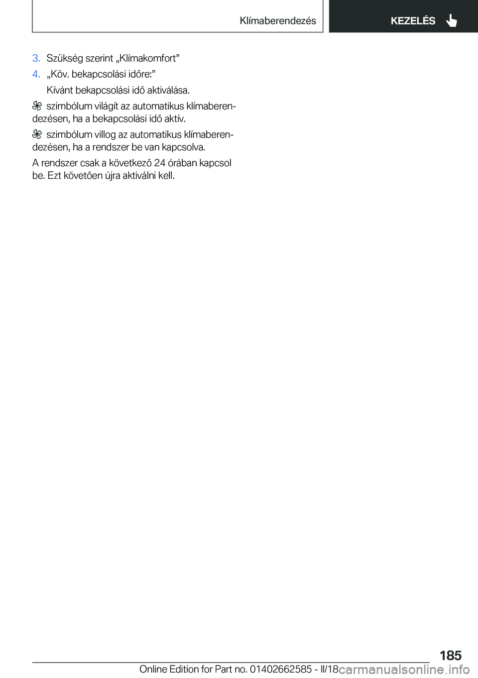 BMW M2 2018  Kezelési útmutató (in Hungarian) �3�.�S�z�