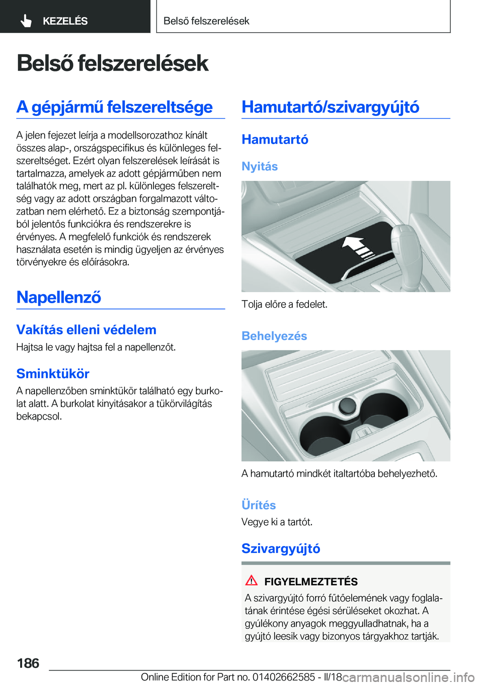 BMW M2 2018  Kezelési útmutató (in Hungarian) �B�e�l�s�