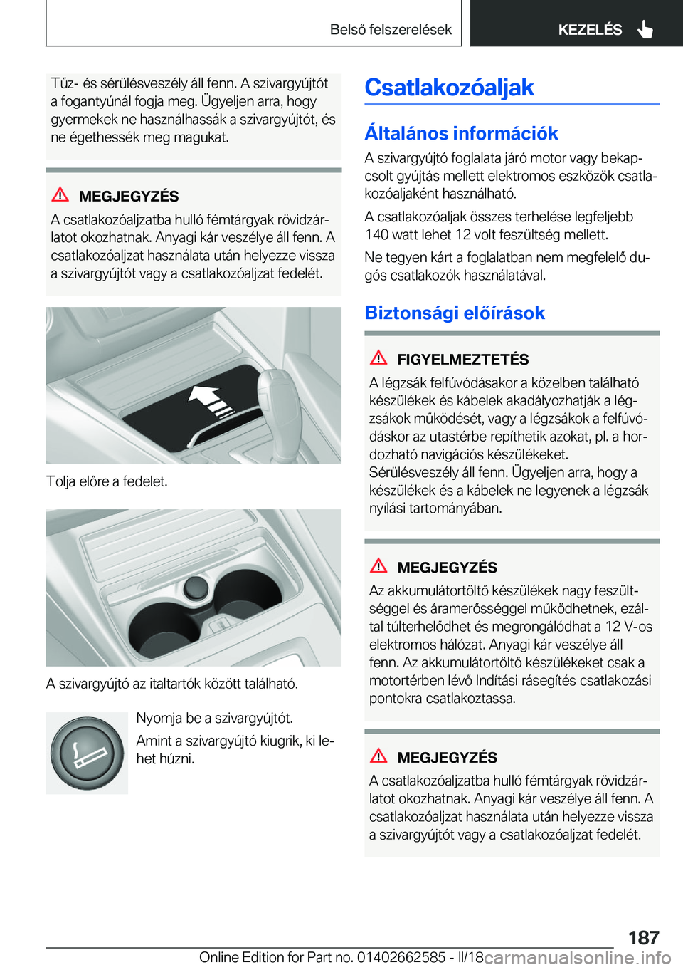 BMW M2 2018  Kezelési útmutató (in Hungarian) �T 2�z�-� �