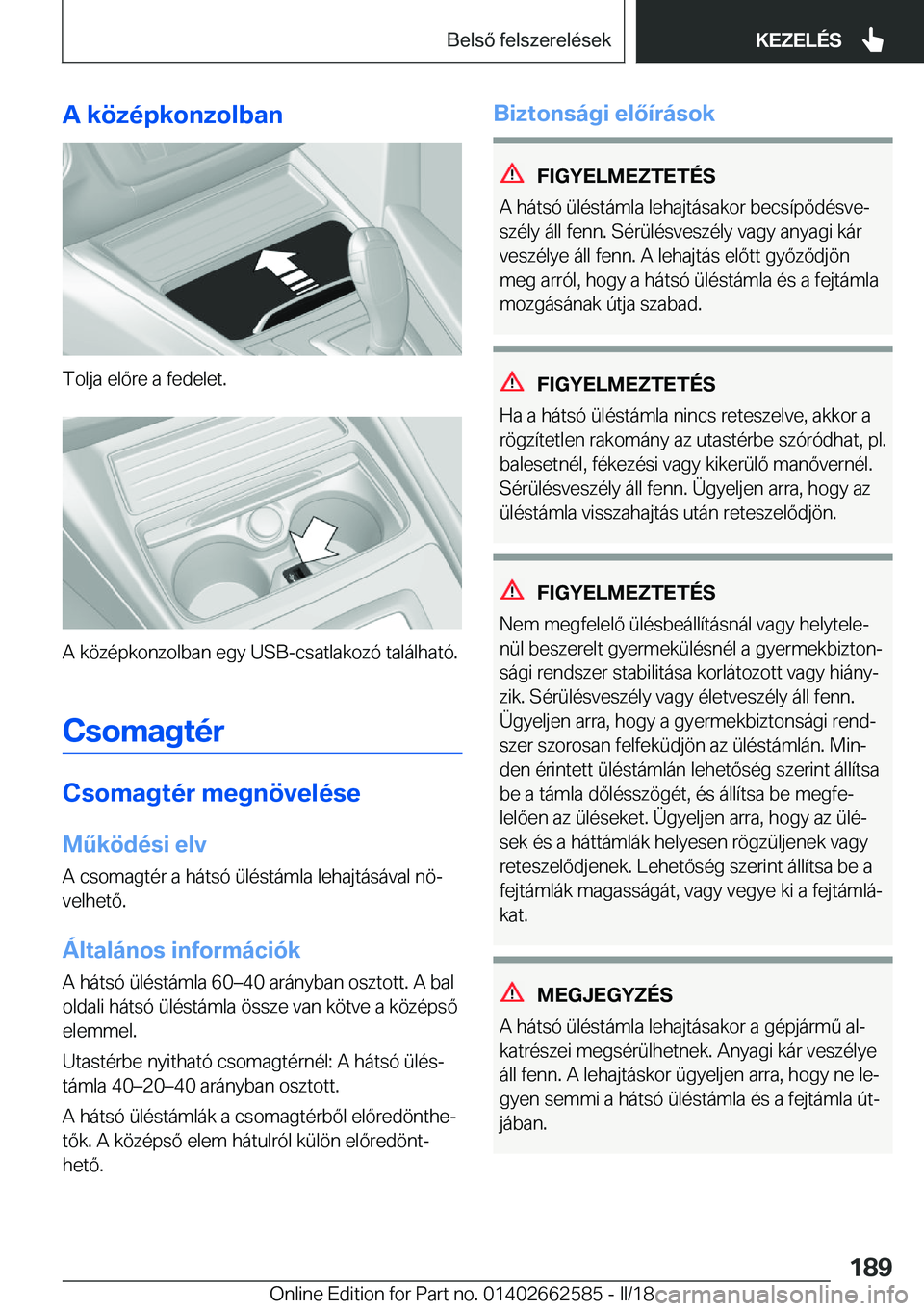 BMW M2 2018  Kezelési útmutató (in Hungarian) �A��k�