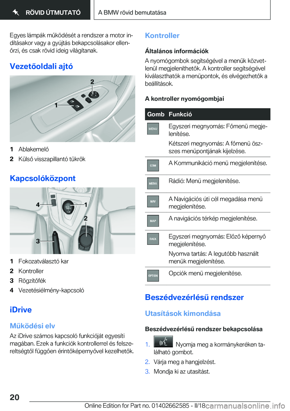 BMW M2 2018  Kezelési útmutató (in Hungarian) �E�g�y�e�s� �l�