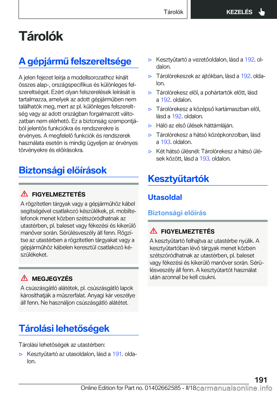 BMW M2 2018  Kezelési útmutató (in Hungarian) �T�