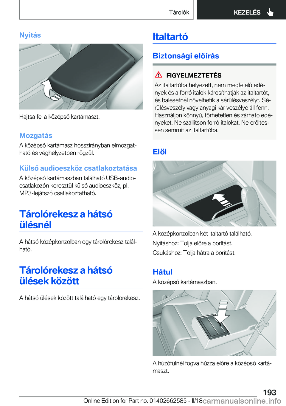 BMW M2 2018  Kezelési útmutató (in Hungarian) �N�y�i�t�