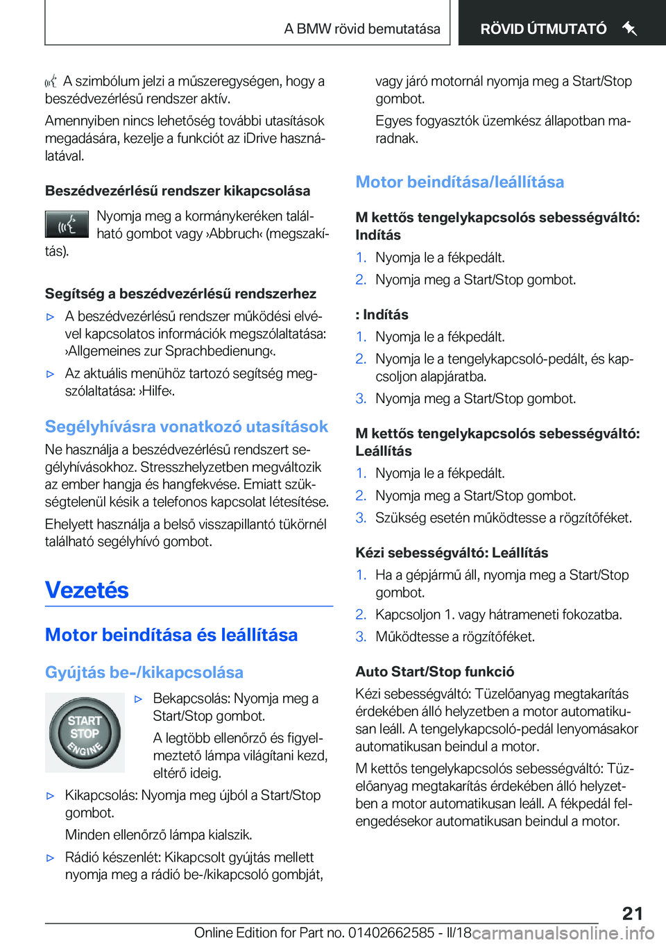 BMW M2 2018  Kezelési útmutató (in Hungarian) � � �A� �s�z�i�m�b�