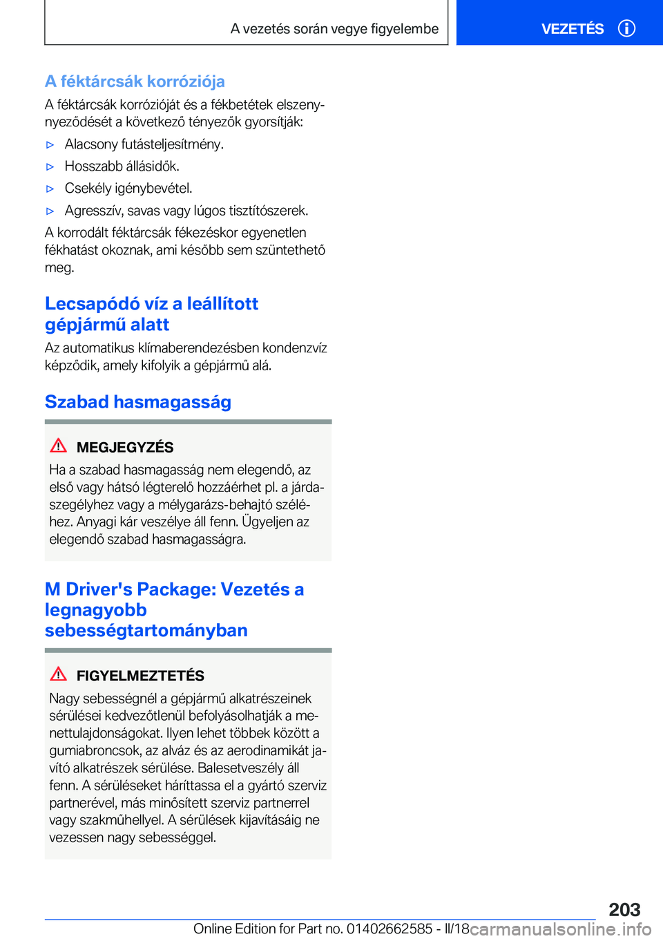 BMW M2 2018  Kezelési útmutató (in Hungarian) �A��f�