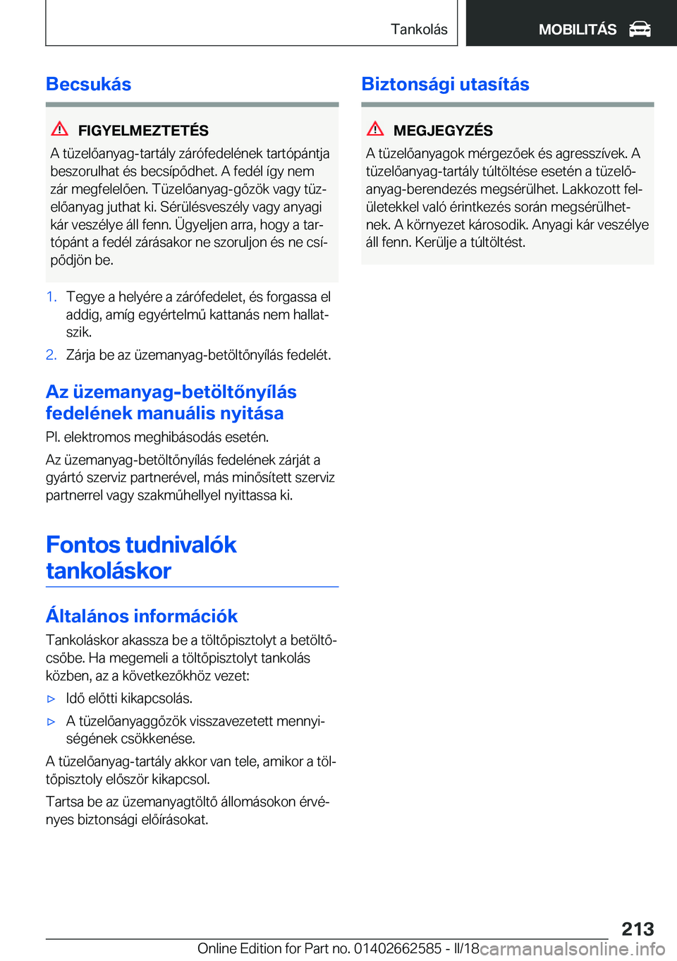 BMW M2 2018  Kezelési útmutató (in Hungarian) �B�e�c�s�u�k�