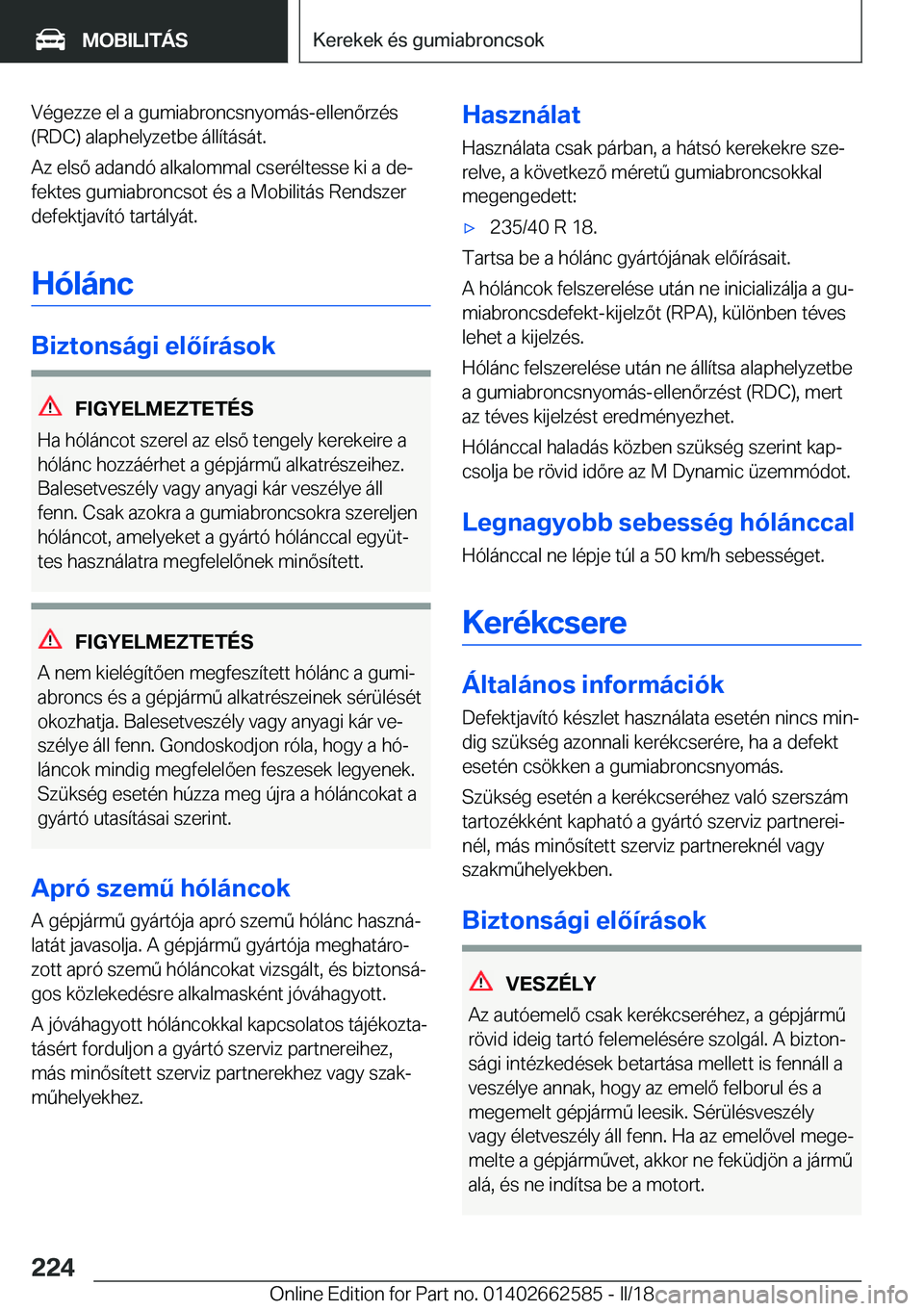 BMW M2 2018  Kezelési útmutató (in Hungarian) �V�