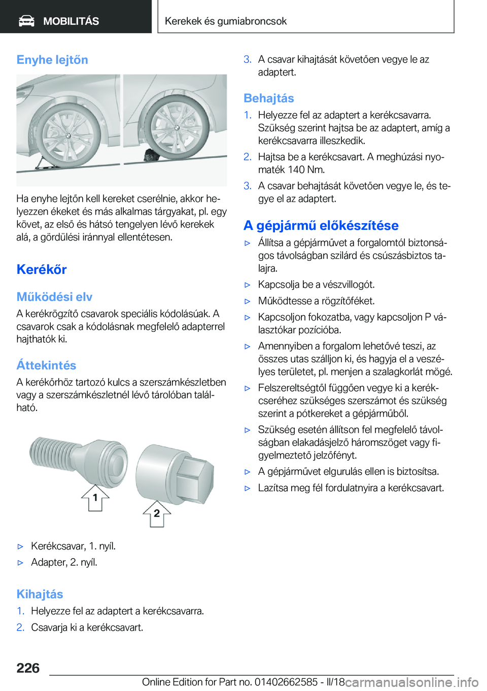 BMW M2 2018  Kezelési útmutató (in Hungarian) �E�n�y�h�e��l�e�j�t�