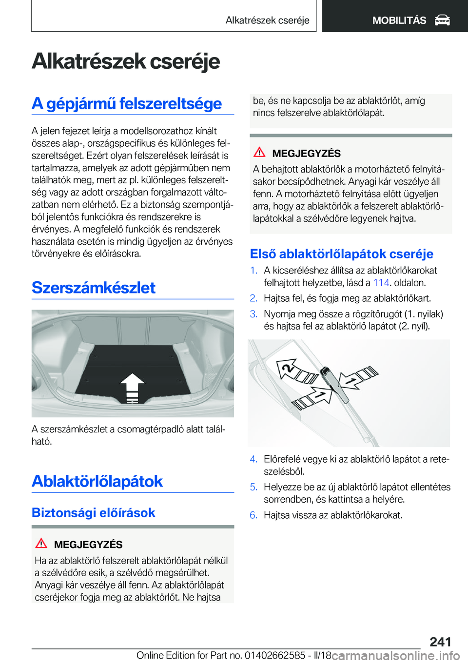 BMW M2 2018  Kezelési útmutató (in Hungarian) �A�l�k�a�t�r�