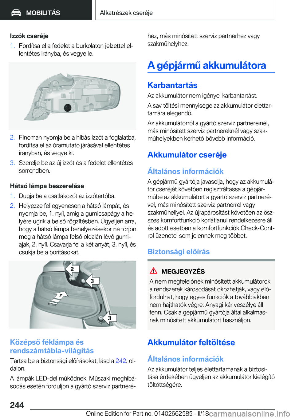 BMW M2 2018  Kezelési útmutató (in Hungarian) �I�z�z�
